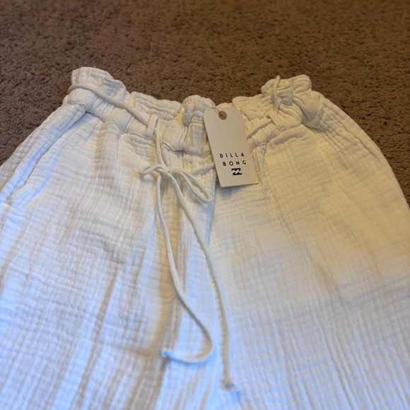 Billabong white 100% cotton pants size Small paper bag beach Wander On - Picture 3 of 8
